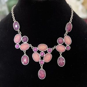 16 in Plum Purple and Lavender Opalized Bib Necklace